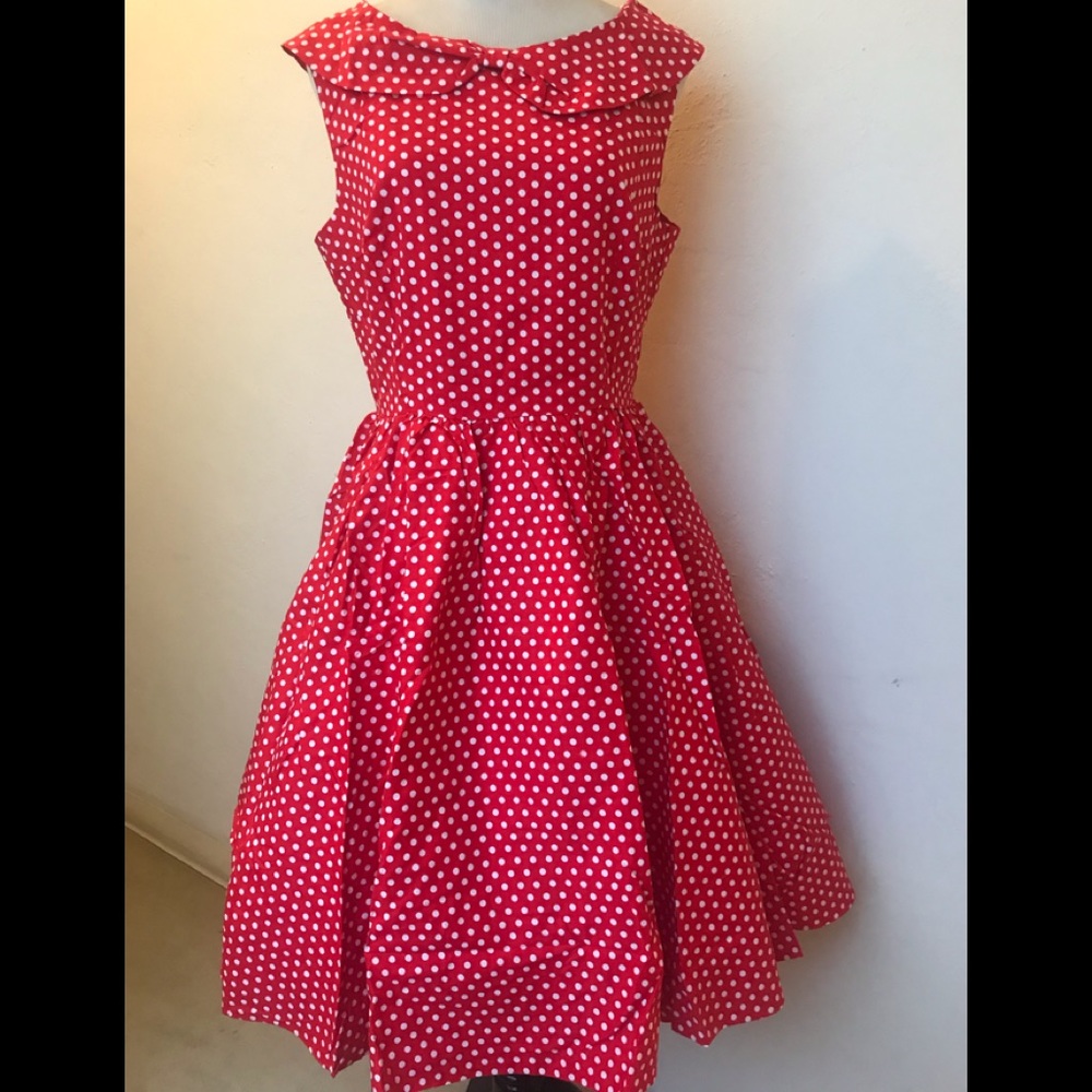 50s Style Red Polka Dot Swing Dress Retro